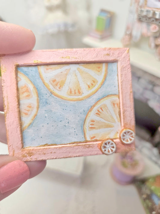 Miniature Oranges No.1:2 Handmade for Dollhouse Wooden Framed Art