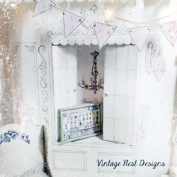 Paris Shopping in the City No.1:2 Dollhouse Miniature Handmade Framed Art