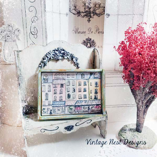 Paris Shopping in the City No.1:2 Dollhouse Miniature Handmade Framed Art