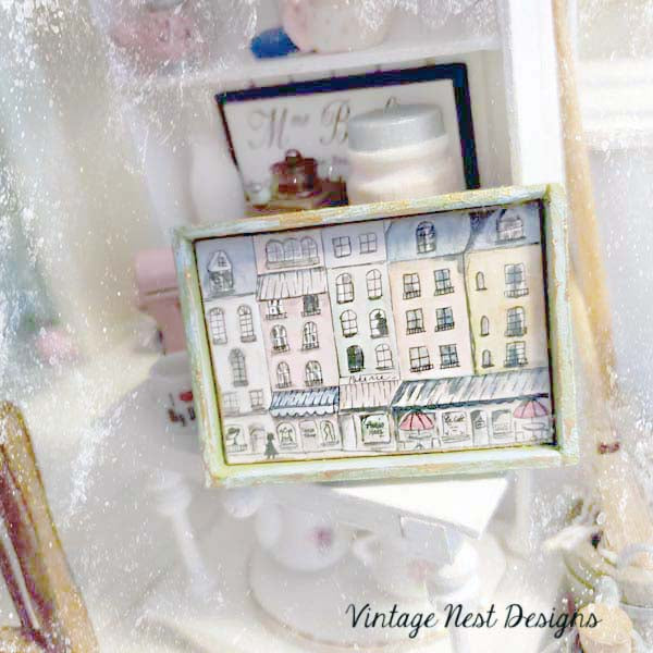 Paris Shopping in the City No.1:2 Dollhouse Miniature Handmade Framed Art