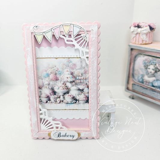 Miniature Pastel Sweets No.1:2 Handmade for Dollhouse Wooden Framed Art