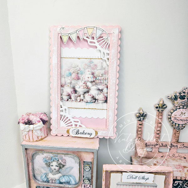 Miniatures Pâtisseries Pastel Nº 1:2 Faites Main pour Maison de Poupée Cadre en Bois Art