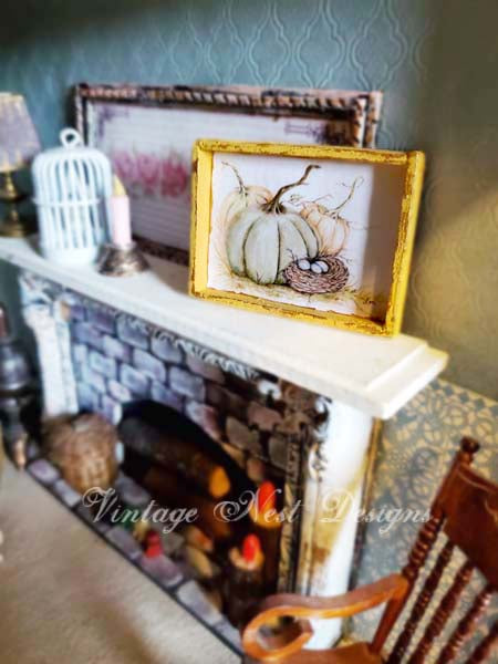 Miniature Pumpkin Patch No.4:2 Handmade for Dollhouse Diorama Shadow Box