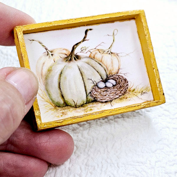 Miniature Pumpkin Patch No.4:2 Handmade for Dollhouse Diorama Shadow Box