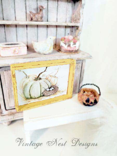 Miniature Pumpkin Patch No.4:2 Handmade for Dollhouse Diorama Shadow Box