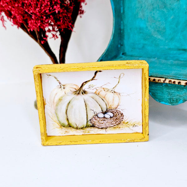 Miniature Pumpkin Patch No.4:2 Handmade for Dollhouse Diorama Shadow Box