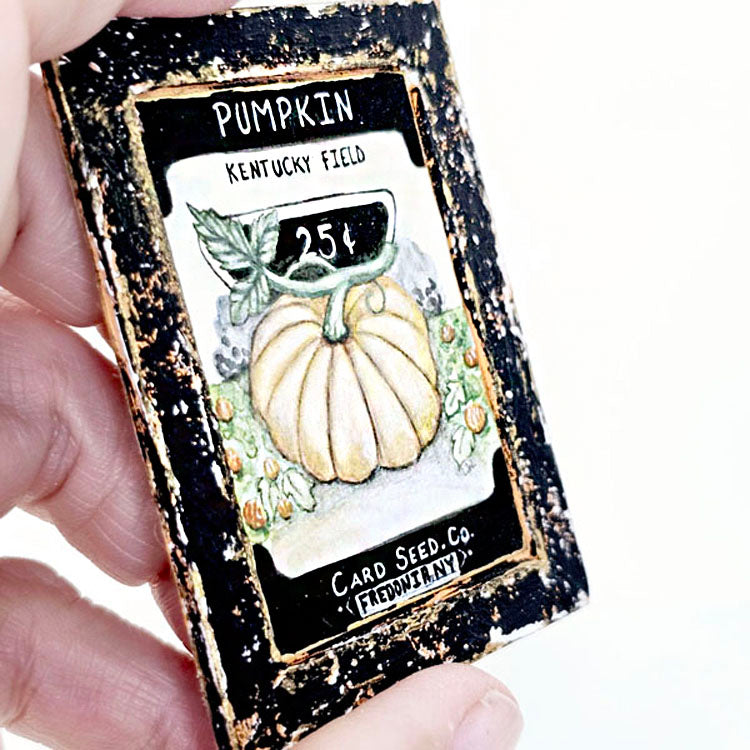 Miniature Pumpkin Seeds No.1:2 Handmade for Dollhouse Wooden Framed Art
