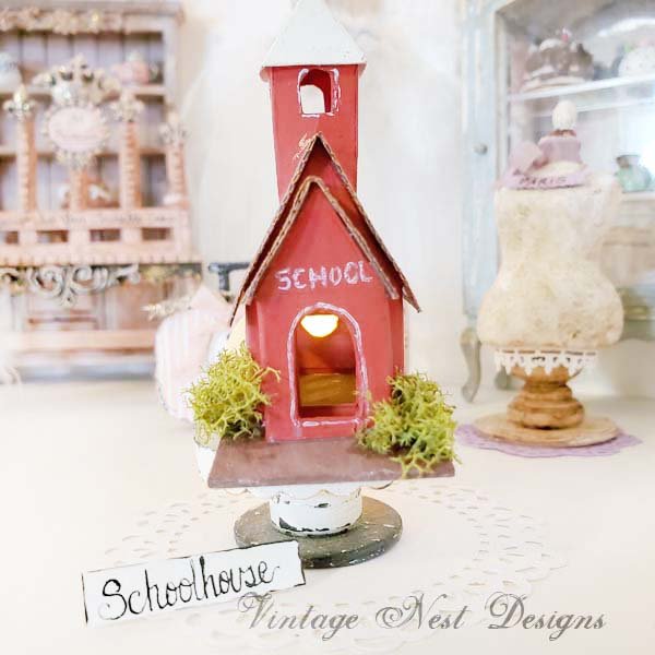 Miniature Putz Red School House No.2 Handmade
