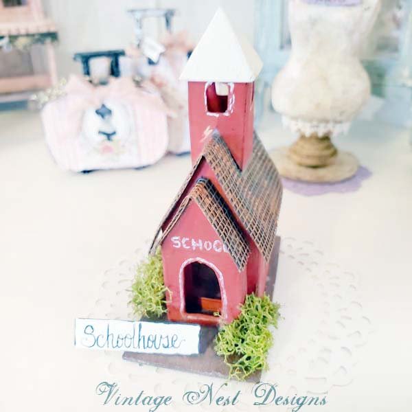 Miniature Putz Red School House No.2 Handmade