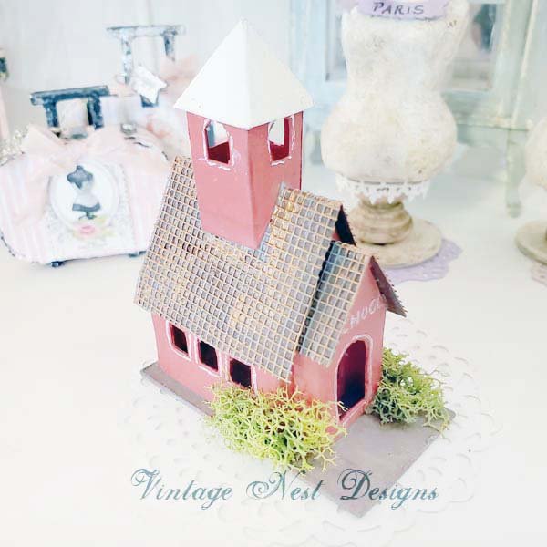 Miniature Putz Red School House No.2 Handmade