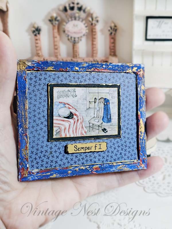 Miniature Semper Fi Framed Art 1:2 Handmade for Dollhouse Diorama Shadow Box