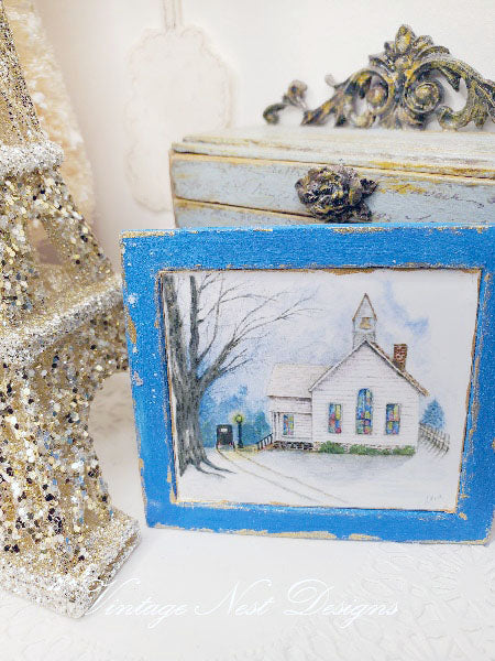 Miniatur Sonntag Ankunft Nr. 1:2 Handgemacht für Puppenhaus Holzgerahmte Kunst