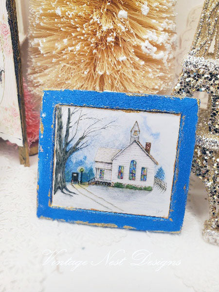 Miniature Sunday Arrival No.1:2 Handmade for Dollhouse Wooden Framed Art