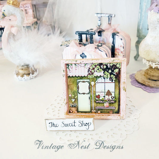 The Sweet Shop No.1:2 Dollhouse Miniature Handmade Wooden Framed Art