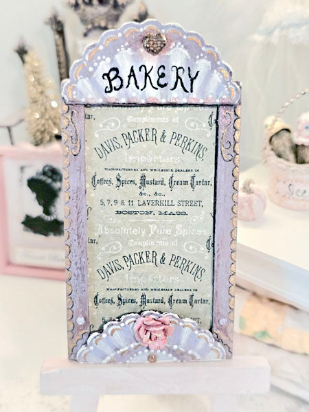 Miniature Bakery Sign No.21:3 Handmade Wooden Framed Art Diorama Room Shadow Box
