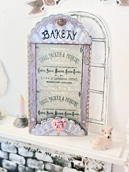 Miniature Bakery Sign No.21:3 Handmade Wooden Framed Art Diorama Room Shadow Box