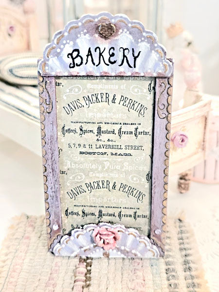 Miniature Bakery Sign No.21:3 Handmade Wooden Framed Art Diorama Room Shadow Box