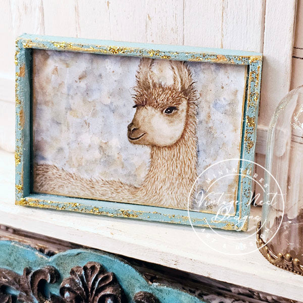 Mini Lama N°1:3 Maison de poupée encadrée en bois faite à la main
