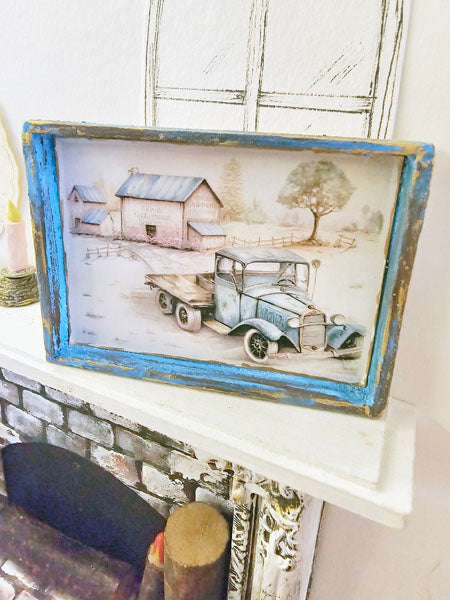 Modèle Miniature Camion AA n°1:3 Art Encadré en Bois Fait Main pour Maison de Poupée Diorama Boîte d'Ombre