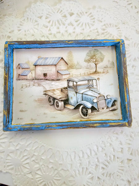 Modèle Miniature Camion AA n°1:3 Art Encadré en Bois Fait Main pour Maison de Poupée Diorama Boîte d'Ombre