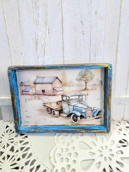 Modèle Miniature Camion AA n°1:3 Art Encadré en Bois Fait Main pour Maison de Poupée Diorama Boîte d'Ombre