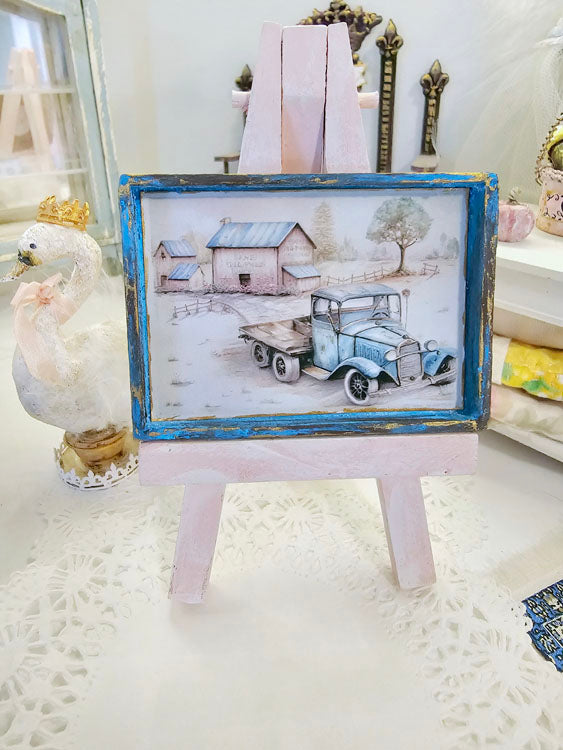 Modèle Miniature Camion AA n°1:3 Art Encadré en Bois Fait Main pour Maison de Poupée Diorama Boîte d'Ombre