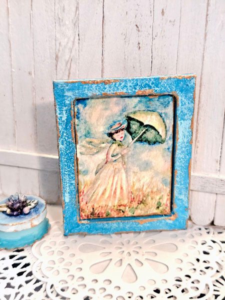 Monet miniature N°1:3 : Décoration murale de maison de poupée, diorama, pièce de boîte à ombre