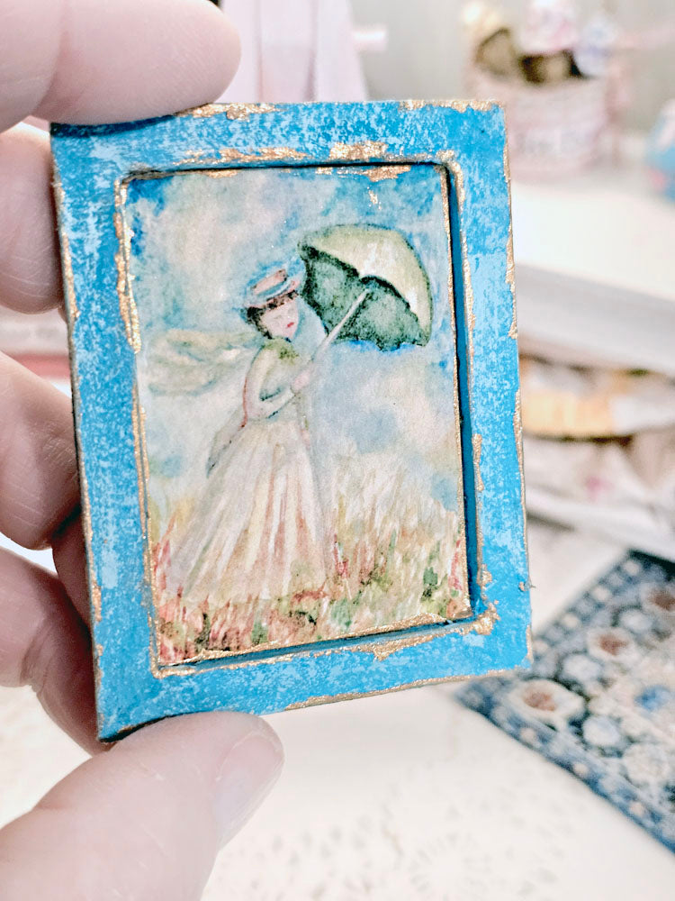 Monet miniature N°1:3 : Décoration murale de maison de poupée, diorama, pièce de boîte à ombre