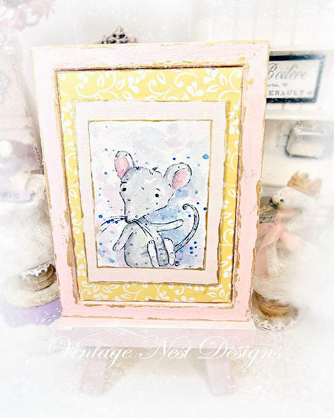 Souris miniature n°6-3 Cadre en bois rose Décoration murale de maison de poupée Échelle 1:12