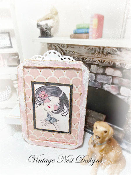 Miniature Asian Woman No.1-3 Art Dollhouse Wall Decor Accessory 1:12 Scale
