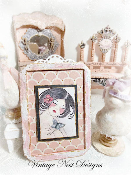 Miniature Asian Woman No.1-3 Art Dollhouse Wall Decor Accessory 1:12 Scale