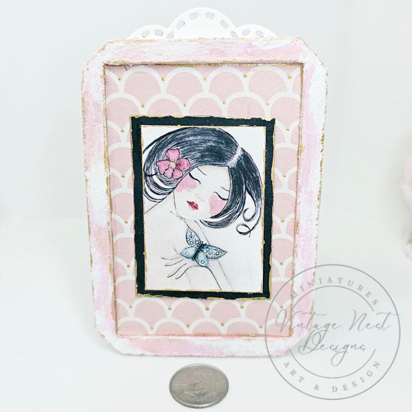Miniature Asian Woman No.1-3 Art Dollhouse Wall Decor Accessory 1:12 Scale