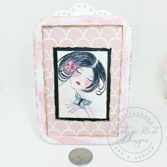 Miniature Asian Woman No.1-3 Art Dollhouse Wall Decor Accessory 1:12 Scale