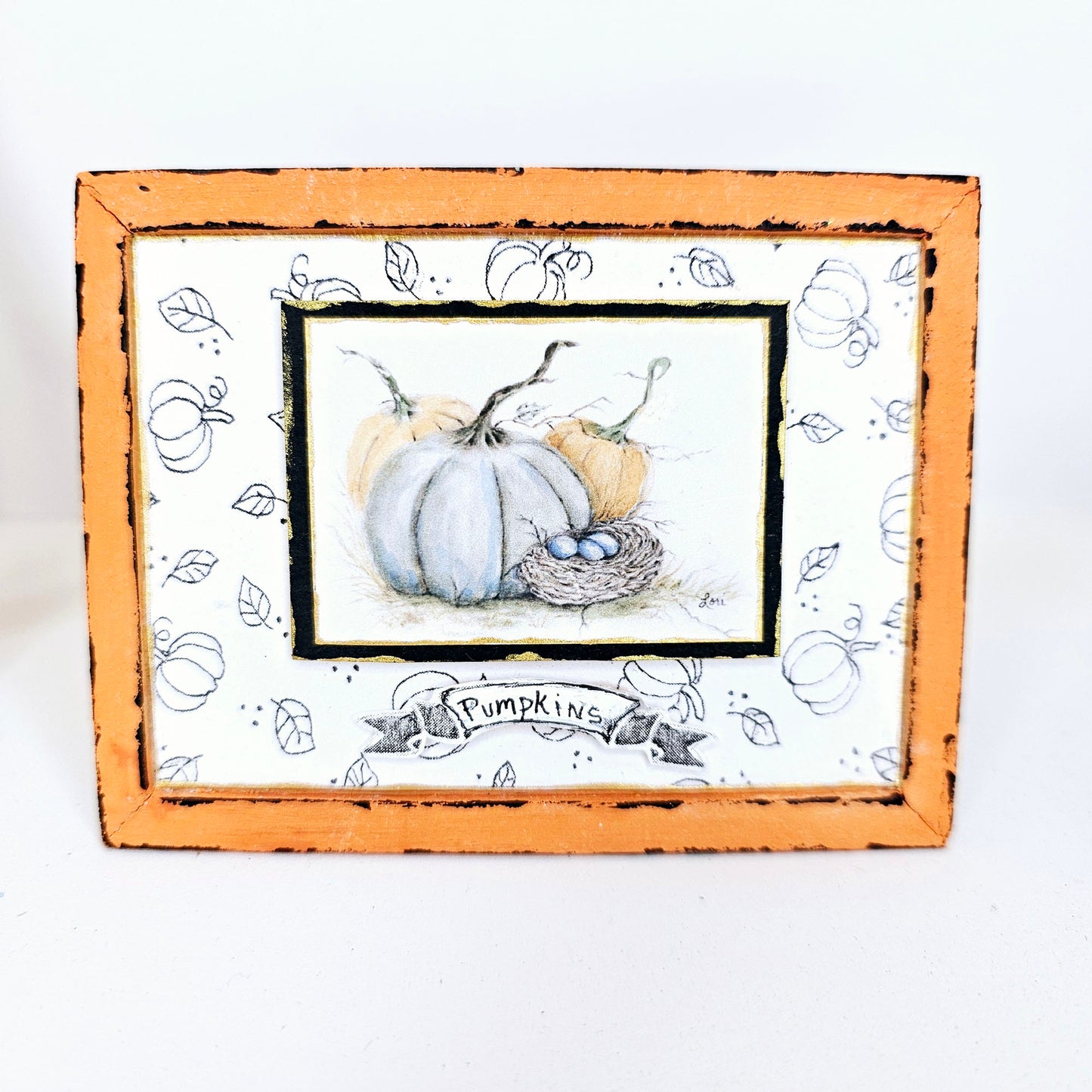Miniature Pumpkin Patch No.4:3 Handmade for Dollhouse Diorama Shadow Box