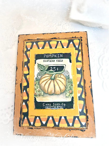 Miniature Pumpkin Seeds No.1:3 Handmade for Dollhouse Wooden Framed Art