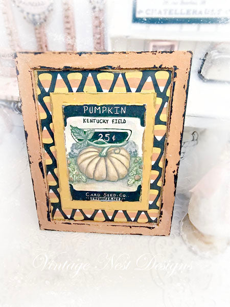 Miniature Pumpkin Seeds No.1:3 Handmade for Dollhouse Wooden Framed Art