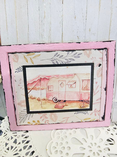 Miniature Barbie Camping-car N°1:4 Fait Main pour Maison de Poupée Cadre en Bois Art Diorama Pièce Boîte d'Ombres