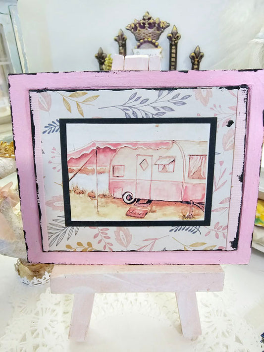 Miniature Barbie Camper No.1:4 Handmade for Dollhouse Wooden Framed Art Diorama Room Shadow Box