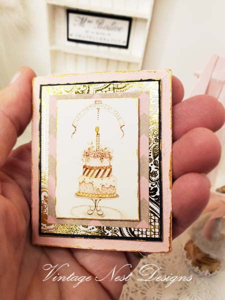 Dollhouse Miniature Cake No.8:4 Handmade Wooden Framed Art