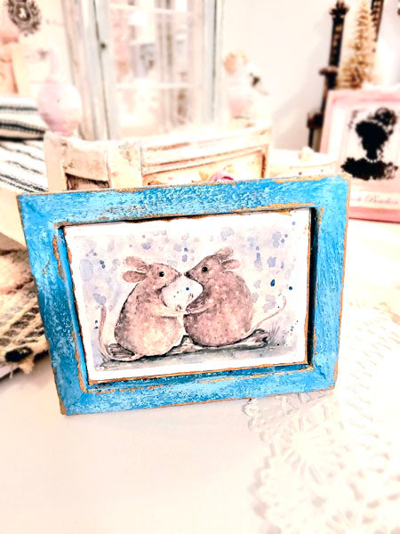 Miniature Mice No.9:4 Dollhouse Wall Decor Diorama Shadow Box