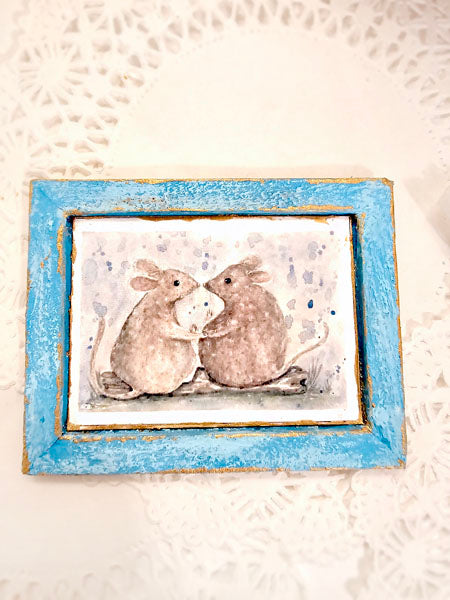 Miniature Mice No.9:4 Dollhouse Wall Decor Diorama Shadow Box