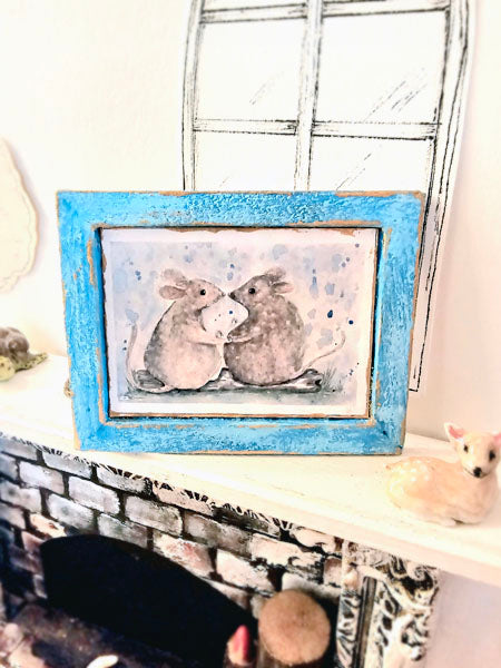 Miniature Mice No.9:4 Dollhouse Wall Decor Diorama Shadow Box