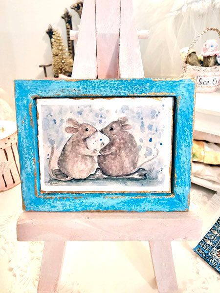 Miniature Mice No.9:4 Dollhouse Wall Decor Diorama Shadow Box