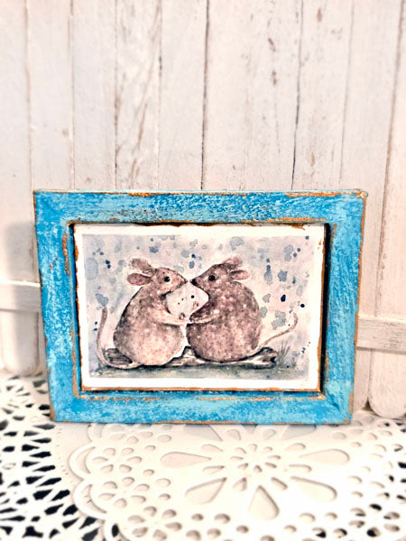 Miniature Mice No.9:4 Dollhouse Wall Decor Diorama Shadow Box