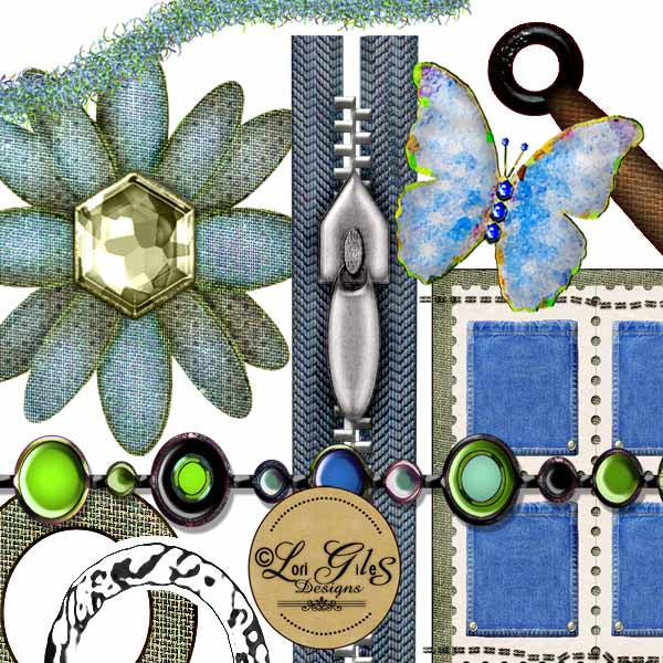 Kit de blues scrapbooking numérique 501 - Téléchargement instantané