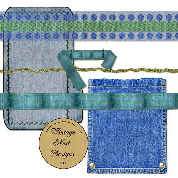 Kit de blues scrapbooking numérique 501 - Téléchargement instantané