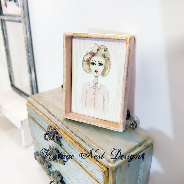 Miniature 1950's Gal No.1:1 Handmade for Dollhouse Diorama Shadow Box