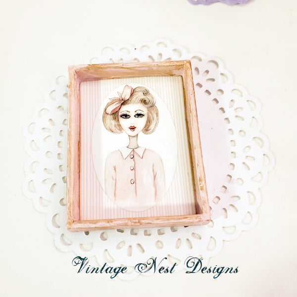 Miniature 1950's Gal No.1:1 Handmade for Dollhouse Diorama Shadow Box