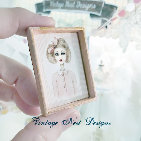 Miniature 1950's Gal No.1:1 Handmade for Dollhouse Diorama Shadow Box