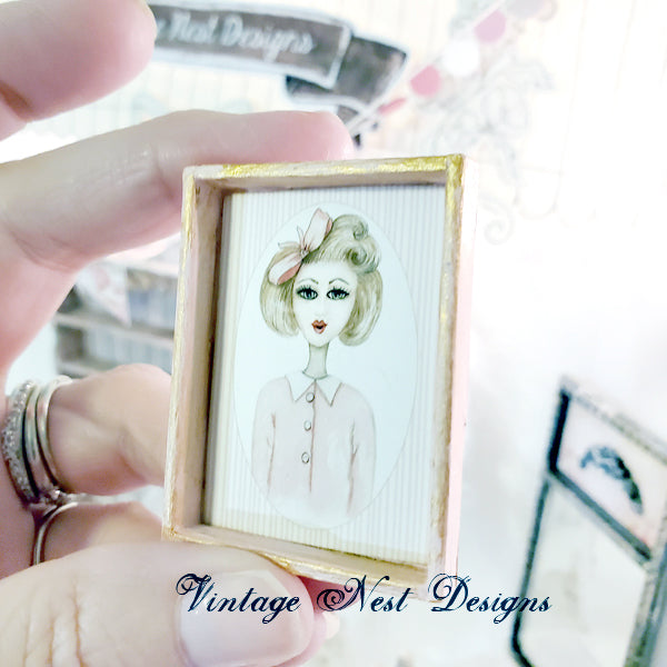 Miniature 1950's Gal No.1:1 Handmade for Dollhouse Diorama Shadow Box
